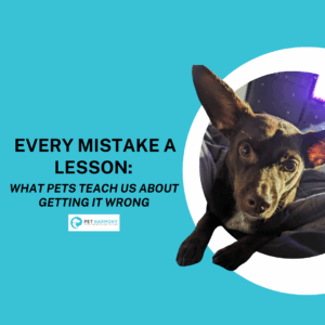 A brown dog with large ears snuggled in some blankets. Text reads: What Pets Teach Us About Getting It Wrong