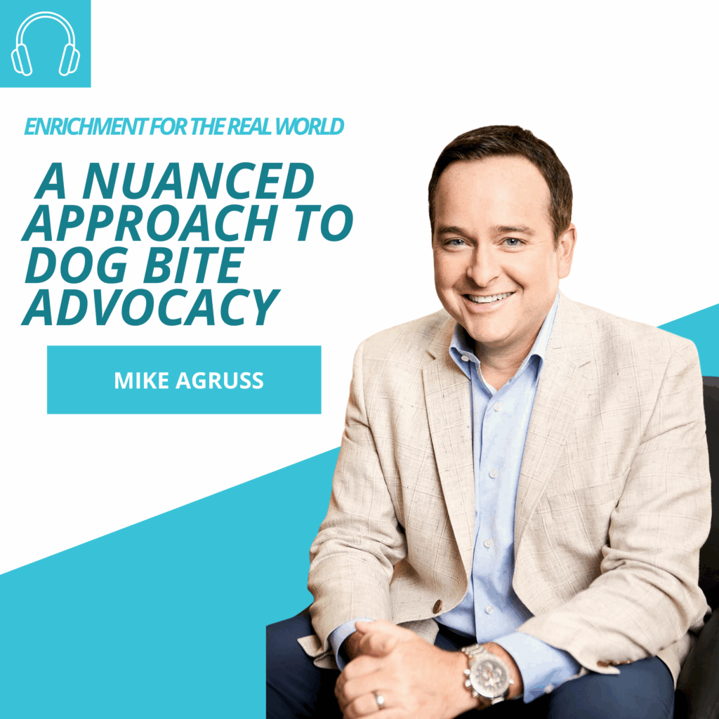 A white man with short brown hair seated with his hands folded. Text reads: A Nuanced Approach to Dog Bite Advocacy. Mike Agruss