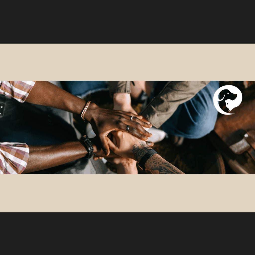 People with outreached hands