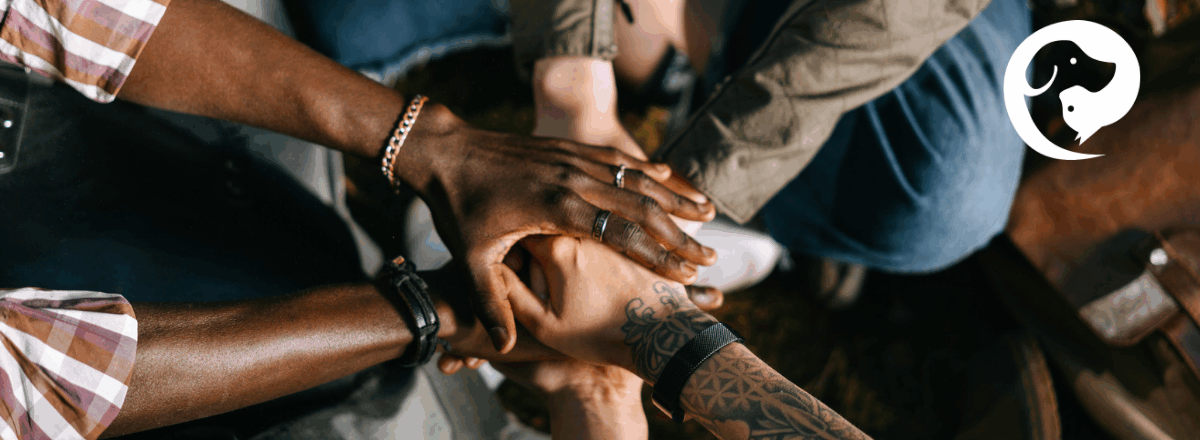 People with outreached hands